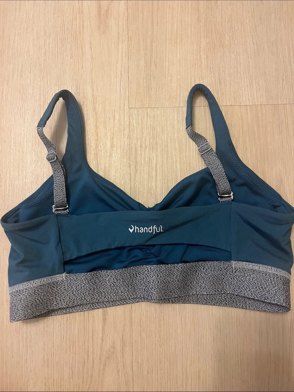 Teal Ruched Sports Bralette with Heathered Band